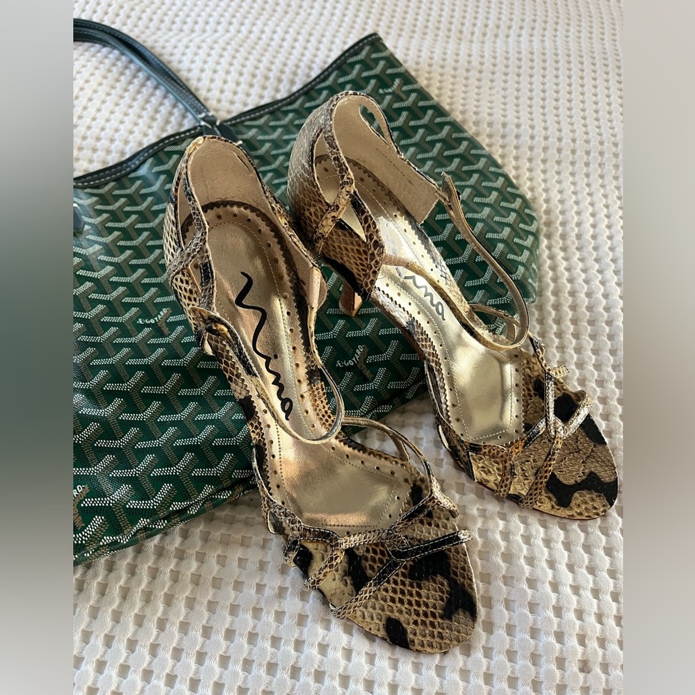 Nina Italy || Snakeskin Leather Strappy Heeled Sandal